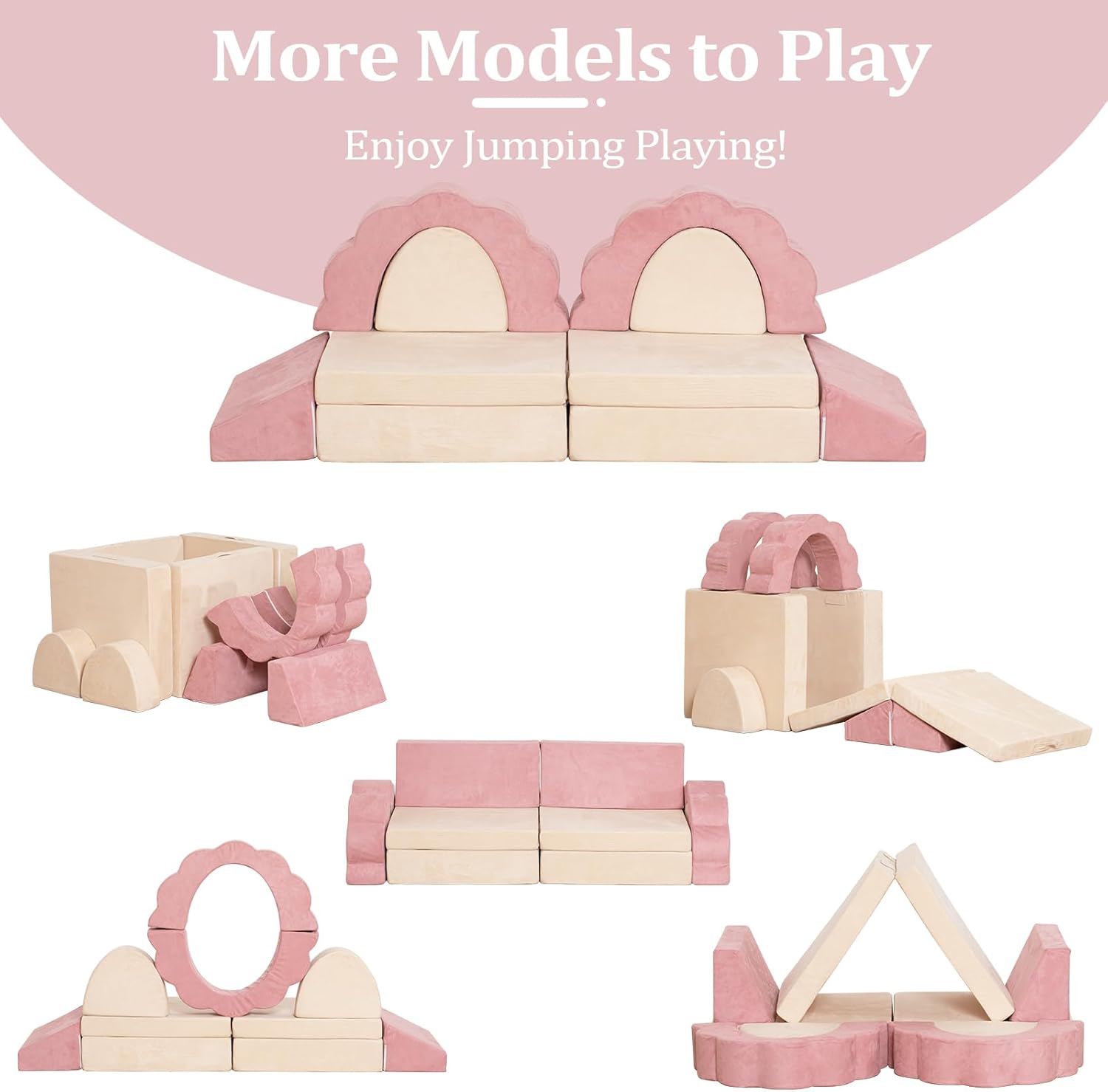 LOAOL Kids Couch 10PCS, Modular Kids Play Couch, Multifunctional Foam Toddler Sofa, Imaginative Convertible Play Sofa for Playroom