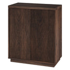 Henn&Hart 28" Fluted Wooden Accent Cabinet, Ribbed Modern Sideboard Buffet Cabinet with 2 Doors and an Adjustable Shelf for Living Room, Dining Room, Bedroom or Entryway, Rich Brown