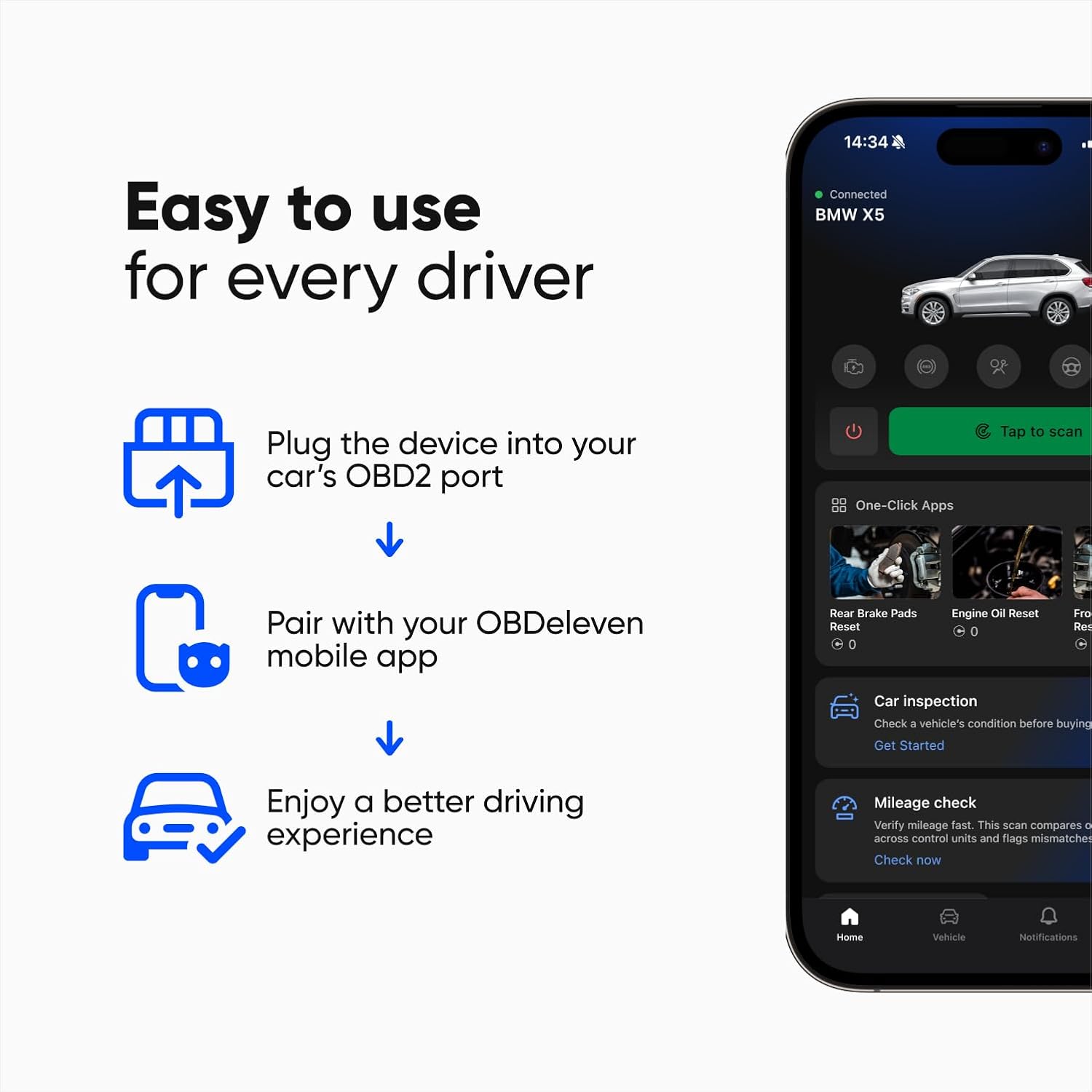 OBDeleven 3 Diagnostic Tool Scanner for Audi Seat Cupra Skoda Volkswagen BMW Mini Toyota Ford Mercedes-Benz (Android & iOS)