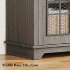 Farmhouse Storage Cabinet, Rustic Sideboard with Industrial Iron Mesh Door, Buffet Cabinet with Storage, Multipurpose Side End Table for Entryway, Dining Room, Kitchen, Black