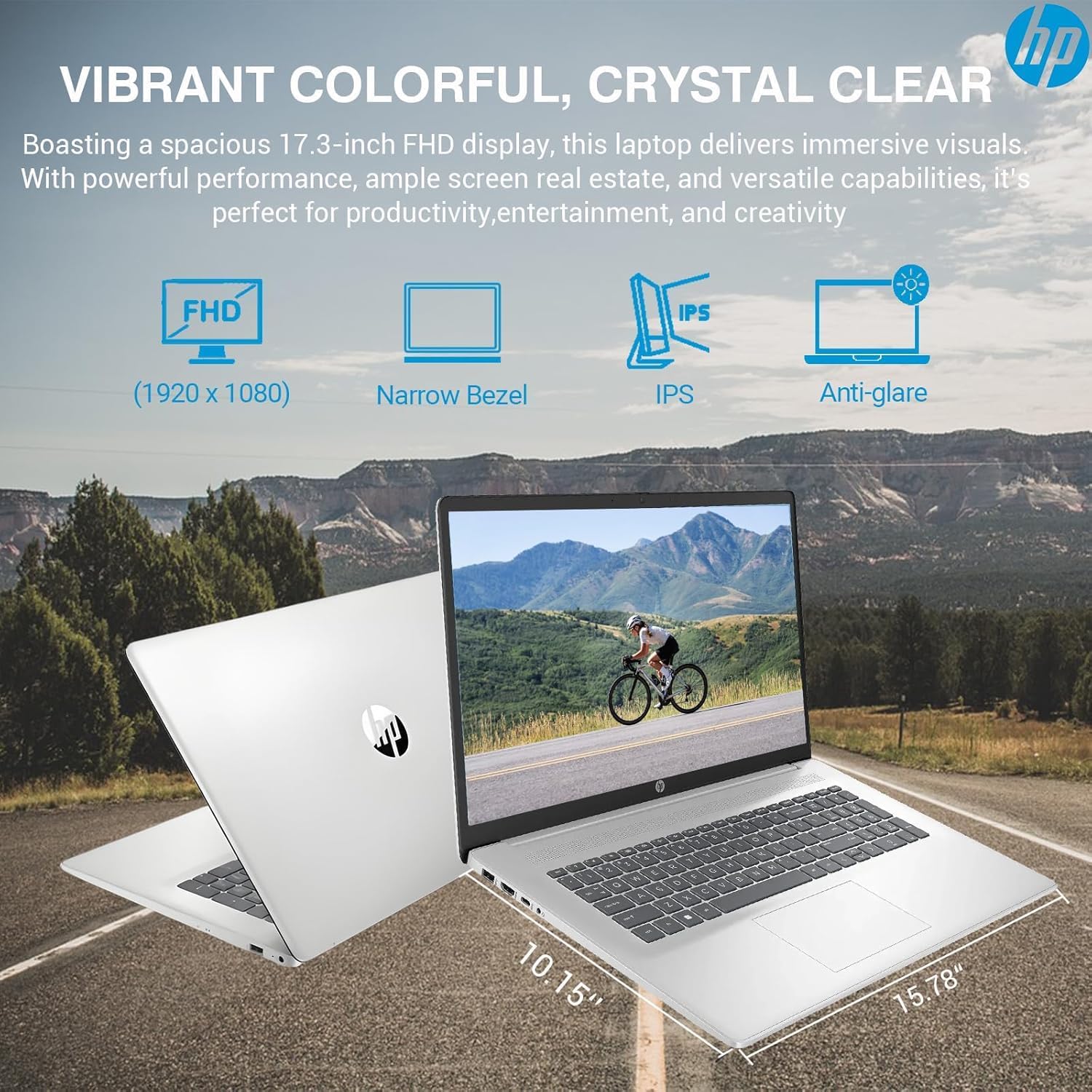 HP 17.3 Inch FHD Business Laptop with MS Office for The Web  AMD Ryzen 5 7430U (Beats Core i7-1355U)  8GB RAM  756GB Storage(256GB SSD + 500GB External Drive)  Windows 11  WOWPC 3-in-1  No Mouse