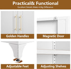 Kitchen Pantry Cabinet, 90" Tall Metal Pantry Cabinet, Food Cupboards with Doors and Shelves, Freestanding Storage Cabinets for Dining, Living Room, 16"D x 32"W x 90"H, White, Assembly Required