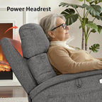 MCombo Power Lift Recliner Chair with Massage and Dual Heating, Adjustable Headrest, Extended Footrest for Elderly People, Fabric R7605 (Dark Grey)
