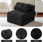 tantohom Folding Sofa Bed, Convertible Sleeper Chair with Pillow Foldable Mattress with Back Support,Space-Saving Sofa for Living Room,Bedroom (Black)