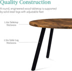 Best Choice Products Round Dining Table 35.5”, Mid-Century Modern Kitchen Table for 2-4 People, Small Space Apartment Dinette, Wood Top W/Steel Legs - Brown