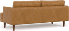SIMPLIHOME Livingston Sofa - 76 inch Wide Top Grain Genuine Leather Sofa in Sienna, Mid-Century Modern Loveseat for Living Room with Removable Feather-Wrapped Cushions and Solid Wood Frame