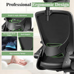 BESTFAIR Office Chair Ergonomic Desk Chair, Breathable Mesh Office Chairs with Adjustable Lumbar Support, Flip-Up Arms, Computer Desk Chair Comfy for Home Office, Black