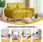 JAMFLY 47'' Small Loveseat Sofa, 2 Seat Compact Couch with Tapered Legs, Yellow Upholstered Furniture, Solid Wood Frame, Comfy Foam Cushion, Easy Assembly for Small Spaces