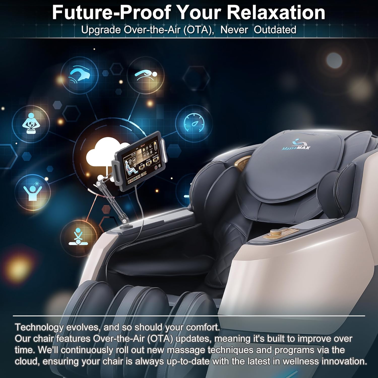 MassaMAX 2026 4D Massage Chair, Full Body Recliner with OTA Cloud Tech, Deep Yoga Stretch, 27 Auto Modes, 55" SL Track, APP & AI Voice Control, Auto Footrest, Zero Gravity, and Heating for Relaxation