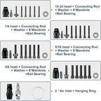 Clatoon Pneumatic Rivet Nut Gun with 10-24 & 1/4 & 5/16 & 3/8 Self-Locking Head, Adjustable Speed Air Rivet Gun, Air Rivet Nut Tool Kit with 4 Size Quick-Change, 6pcs Mandrels Included with Each Size