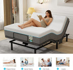 Vipbear Queen Adjustable Bed Base - Dual Motor Bed Frame with Wireless Remote, Zero Gravity/Anti-Snore/TV Mode, Under-Bed LED Light & 4 USB Ports, 3-Height Adjustable Legs