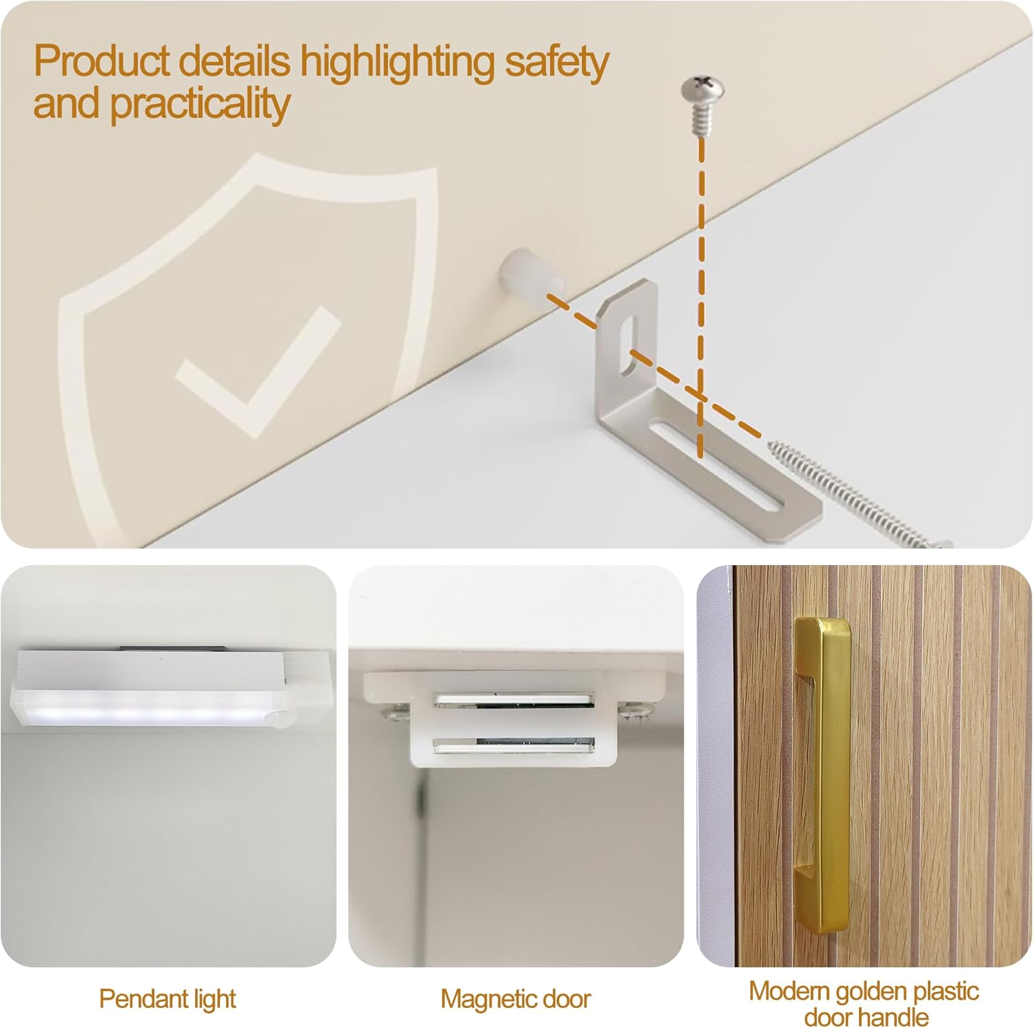 Tall Storage Cabinet, 13.15 Inch Narrow Bathroom Cabinet with USB Magnetic Light, Open Shelf, Magnetic Doors, 2 Adjustable Shelves, Anti-Tip Kit for Small Spaces, Living Room, White, 57.1" H
