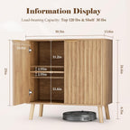 Fluted Buffet Cabinet, Free Standing Sideboard with Storage, Wood Accent Cabinet with Doors & Shelf, Multifunctional Credenza, Sideboard Buffet for Living Room, Dining Room(1, Natural)