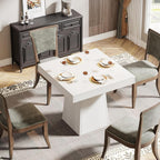 Tribesigns Square Dining Table for 4, 31.5-Inch Small Kitchen Table with Sturdy Pedestal Base, Farmhouse Dinner Table for Dining Room, Living Room, Kitchen, White