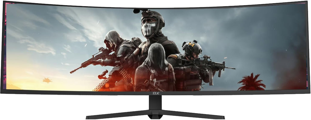 ZZA 49-Inch Ultra-Wide DQHD Curved Gaming Monitor | 5120x1440  1500R  165Hz  AMD FreeSync  120% sRGB  Height Adjustable  HDMI 2.1/DP 1.4 Wall Mountable- Black