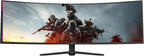 ZZA 49-Inch Ultra-Wide DQHD Curved Gaming Monitor | 5120x1440  1500R  165Hz  AMD FreeSync  120% sRGB  Height Adjustable  HDMI 2.1/DP 1.4 Wall Mountable- Black