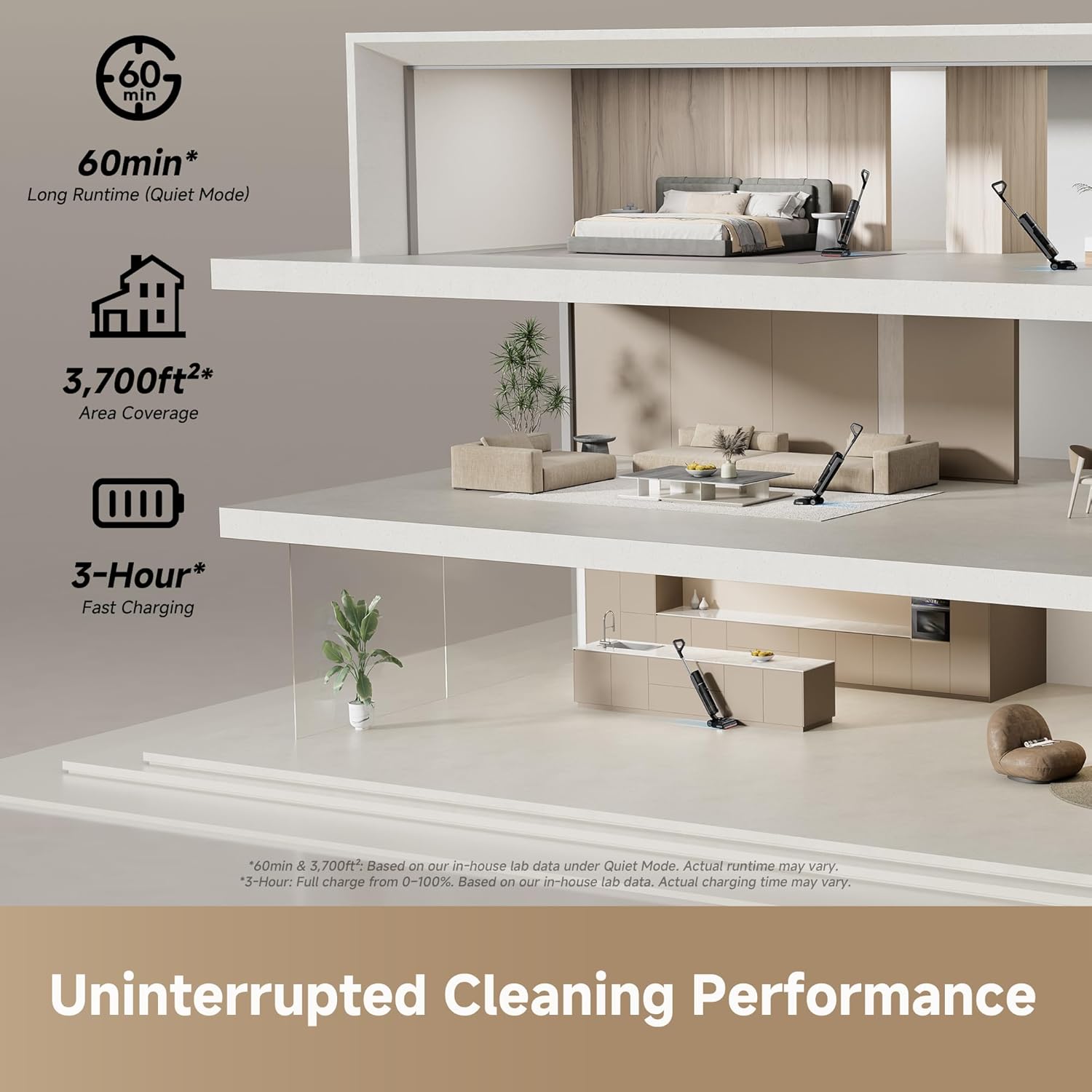 DREAME H15 Pro CarpetFlex Cordless Vacuum Mop, Wet Dry Vacuum Cleaner with Dual Brushes for Hard Floors & Carpet, Tangle-Free Hair-Cutting, 23kPa Suction, 180° Lie-Flat Floor Washer, 194°F Fast Drying