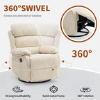 Adult 360° Rocking Recliner Chair .Nursery Rocker Reclining Chair with Side Pocket, a Comfy upholstered Single Sofa Armchair. Suitable for Living Room, Bedroom Nursing use, Velvet Fabric in Beige