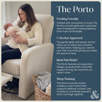 Nurture& The Porto Power Glider Recliner for Nursery | Modern Glider Chair with Power Recline | Built - in USB Charging Port | Space-Saving Design for Small Nurseries and Shared Spaces, Ivory