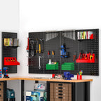 EVERHANGER Metal Pegboard Panels 24" x 12", Heavy Duty Steel Peg Boards for Garage, Pegboard Wall Organizer for Tool Storage and Organization, Black, 5 Pack