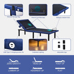 Fromann Adjustable Twin XL Bed Base Frame with Head and Foot Lift, Lumbar Support, Massage, Under-Bed Lights,Left Right USB+C, Memory Positions, Zero Gravity