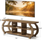 Tribesigns 63" TV Stand for 55/60/65/75-Inch TVs, Farmhouse Entertainment Center with Open Storage Shelves, Wooden Media TV Console for Living Room, Bedroom, Rustic Brown