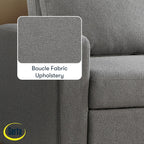 Serta Tulsa 66.1" Convertible Sleeper Loveseat, Full Size, Dreamcoil Comfort, FingerGuard Pinch Point Protection, Boucle Fabric, Grey