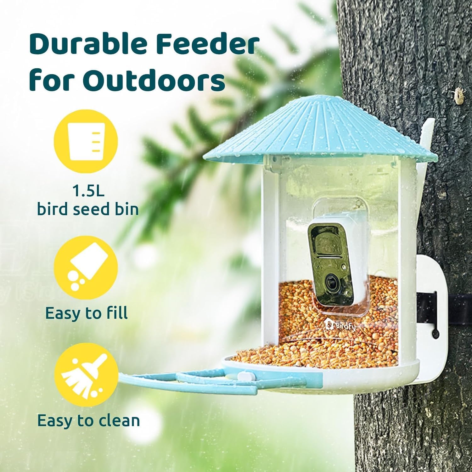 NETVUE by Birdfy Smart Bird Feeder with Camera Solar Power  Smart AI Birdwatching Camera  Auto Capture & Notify  Clear Day & Color Night Video & Pictures  Ideal Gift for Lover