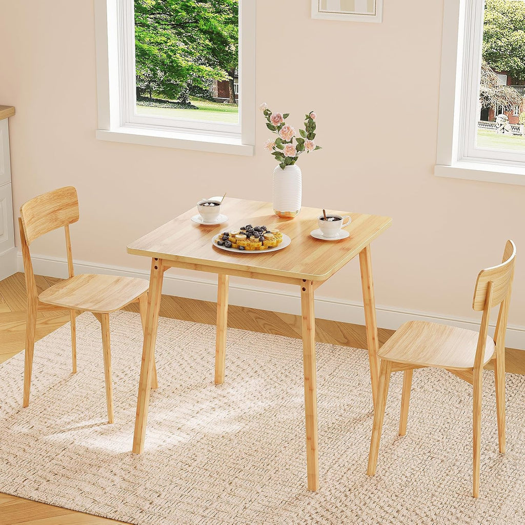 HOOBRO Bamboo Dining Table, Square Dining Table for 2, 27.6" Kitchen Table for Small Space, Writing Table, Easy to Assemble, for Dining Room, Living Room, Office, Kitchen, Natural YL70CZ01G1