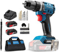 Dong Cheng 20V Brushless Heavy-duty Impact Drill, 531in-lbs, 1/2" Keyless Metal Chuck, 20+1+1 Clutch, Cordless Hammer Drill with 2 * 2.0Ah Battery Kit for Drilling Brick Wall, Metal, Wood