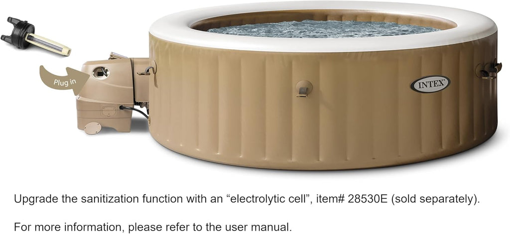 INTEX 28425EH PureSpa Bubble Massage Spa Set Outdoor Inflatable Portable Hot Tub  Includes Energy Efficient Spa Cover  Saltwater System Ready  4 Person  77in x 28in