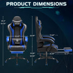 Homall Gaming Chair with Massage & Footrest, Ergonomic Computer Office Chair, High-Back Racing Style Reclining Chair with Adjustable Lumbar Support, PU Leather for Adults (Blue)