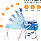 VINGLI Tall Beach Chair 2 Pack Lightweight, Backpack Beach Chair for Adults with 5-Position, Cooler Bag, Cup Holders, Towel Bar, Folding Beach Camping Chairs（16“-Blue）