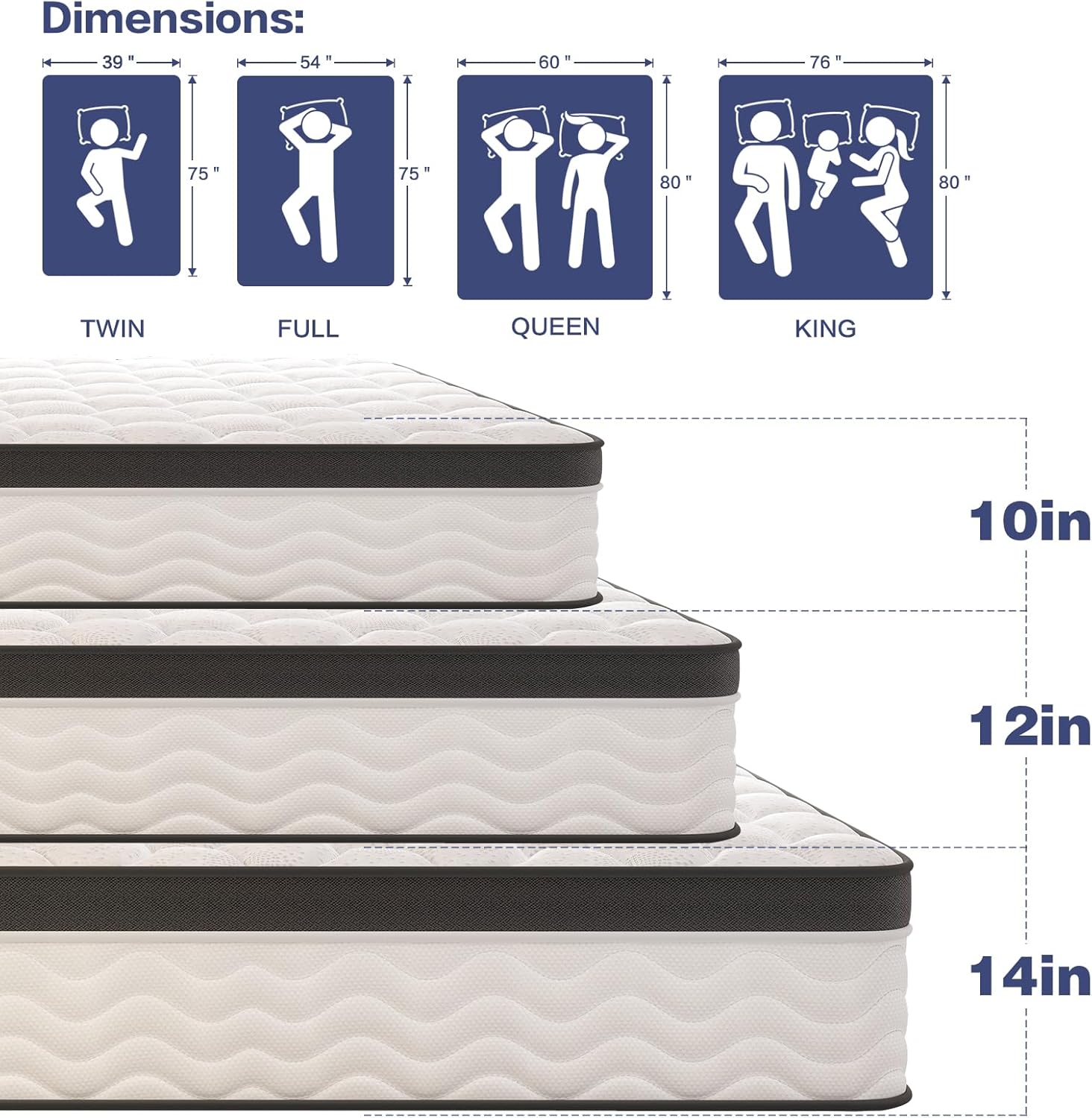 Queen Mattress,14 Inch Queen Size Mattresses in a Box, Memory Foam Mattress for Pressure Relief & Cool Sleep,CertiPUR-US Certified,Safe Foams & Fabric,Non-Fiberglass,Medium Firm,80" x 60"