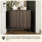 29'' Sideboard Buffet Cabinet with Storage, Fluted Cabinet with Rounded Corners, Modern Buffet Table Accent with 2 Doors for Coffee Bar, Console Table,Walnut