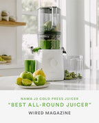 Nama J2 Cold Press Juicer Self Feeding for Hands Free Operation with Wide Mouth Hopper for Whole Recipe Loading, Zero Waste Masticating Juicer For More Juice, Less Pulp  Easy Cleanup & Assembly: Home & Kitchen