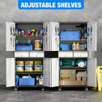 Aobabo 71" H 2 Drawer Metal Storage Cabinet with Wheels and 4 Pegboards,Lockable Steel Garage Storage Cabinet with 2 Adjustable Shelves,Black Sliver,Assembly Required
