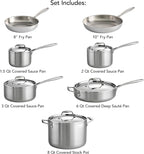 Tramontina Signature Tri-Ply Clad Stainless Steel 12-Piece Cookware Set with Lids, Pots and Pans Kitchen Set, Induction-Ready, Dishwasher-Safe, NSF-Certified, Made in Brazil