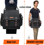 WELKINLAND 41-Pocket Electrician Tool Bag, 14-Inch HVAC Tools Bag, Heavy-Duty Waxed Canvas Tools Bags, Hard Bottom Tool Bags, Stay-up top-open Tool Bag, Quick-Access Tool Bags For Men