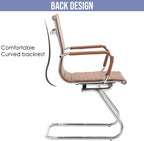 HNY Leather Office Guest & Reception Chairs Set of 2, Modern Waiting Room Chairs with Arms, Desk Chair no Wheels with Sled Base for Conference Room, Coffee
