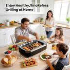 Kismile Smokeless Indoor Grill, 1500W Electric Indoor Grill for Korean BBQ with 6-Level Temp Control, Removable Glass Lid, Non-Stick Grill Plate, Turbo Smoke Extractor, Auto Shut Off & Dishwasher Safe