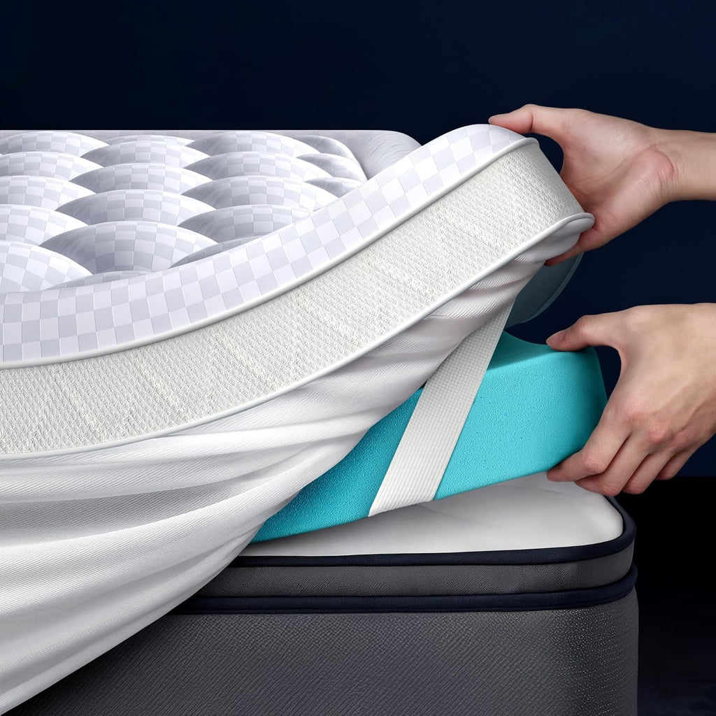 5 Inch Mega Support Memory Foam Queen Mattress Topper for Pressure Relief, Dual Layer 2.5" Pillow Top Mattress Topper Queen Plus 2.5" Cooling Gel Infused Memory Foam Mattress Pad