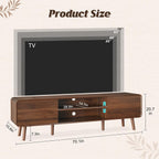 70" Mid Century Modern TV Stand for Tvs up to 80", Entertainment Center with Storage, Sideboard Media Console for Living Room with 2 Sliding Door/Adjustable Shelves, Walnut
