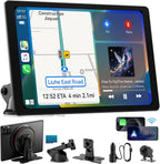 11" Extra Large Wireless Apple CarPlay Screen for Car – Ultra-Slim 0.16 Inch Touchscreen Car Stereo with Android Auto  4K Dash Cam  1080p Backup Camera  GPS  Mirror Link  Voice Control