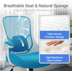 HYLONE 400lbs Heavy Duty Office Chair, 5" Thickened Seat Ergonomic Desk Chair with Adjustable Armrests, Home Office Computer Chairs for Long Hours Mesh Executive Chair(Blue)