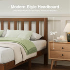 Novilla 12 Inch Full Size Bed Frame Solid Wooden Full Bed Frames with Headboard Wooden Classic Bed Frame Foundation, No Box Spring Needed, Easy Assembly, Walnut