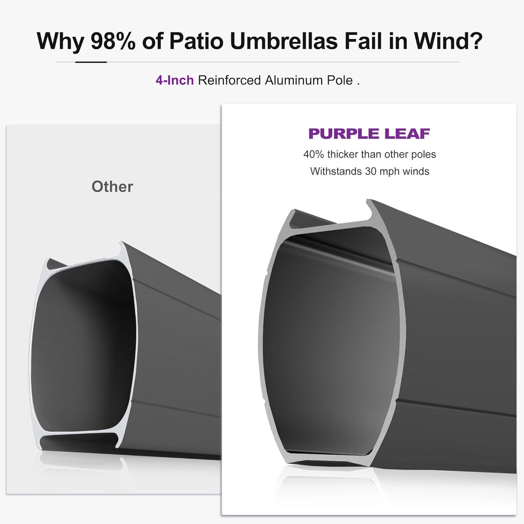 PURPLE LEAF 12ft Patio Umbrella with Base Large Outdoor Square Umbrella Deluxe Hanging Double Top Cantilever Offset Market Umbrella Windproof Garden Umbrella Taupe