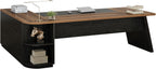 Tribesigns 79-Inch Executive Desk, Large Office Desk with Cabinet, L-Shaped Compter Desk with Storage Shelves, Writing Table for Home Office, Brown and Black