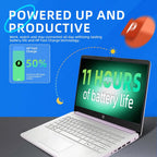 HP 14 inch Laptop for Students & Business • 1-Year Office 365 • 250nits Anti-Glare Display • Intel 4-Core CPU • Copilot • Win 11 Pro • Accessories • Wi-Fi 6 • 16GB RAM • 128GB UFS • 256GB SD Card