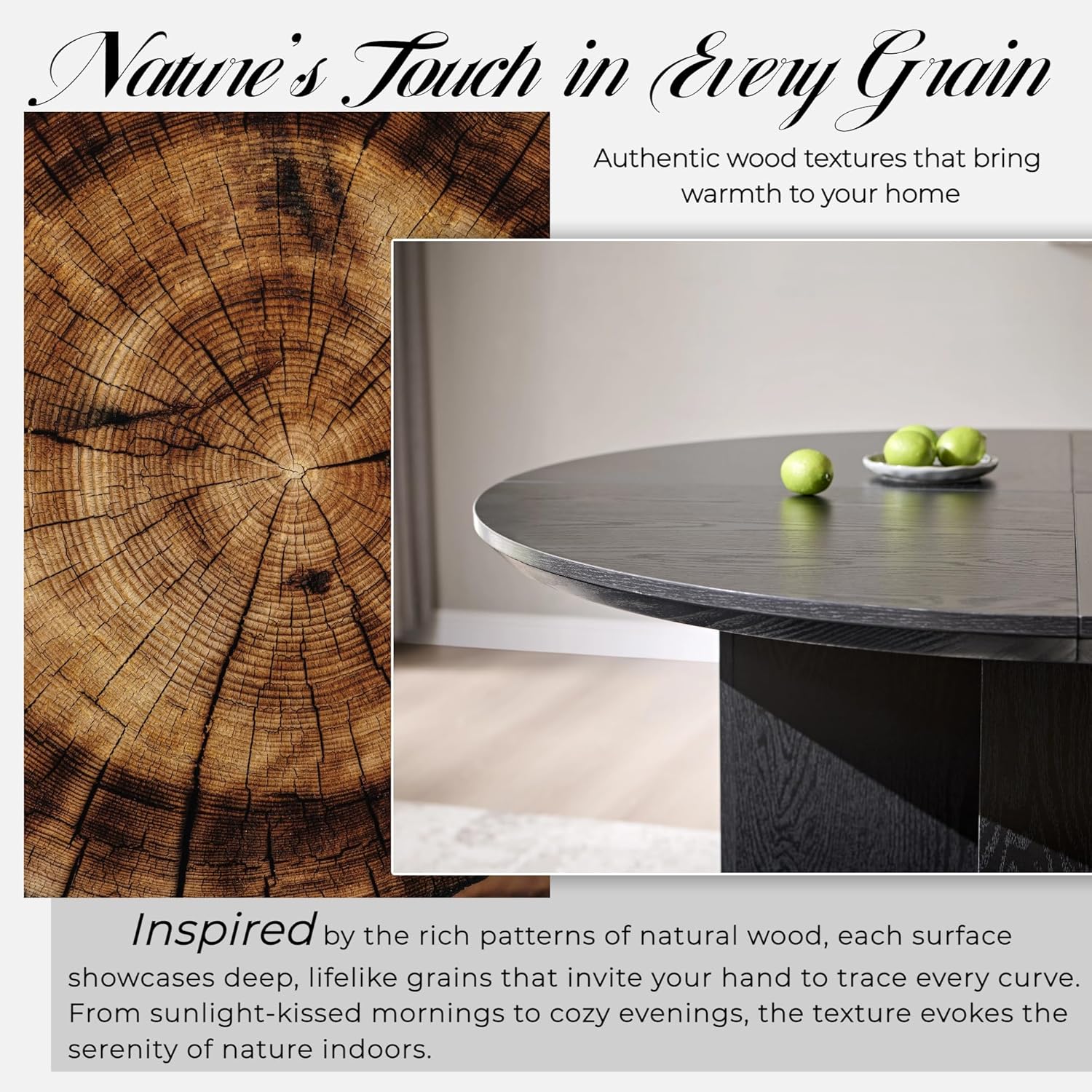 OKD 47 Inch Modern Wood Round Dining Table for 4, Dining Room Table with Stable Cross Pedestal Base & Thick Tabletop, Sturdy Circle Kitchen Table for Dinner Room, Kitchen, Nook, Black Oak